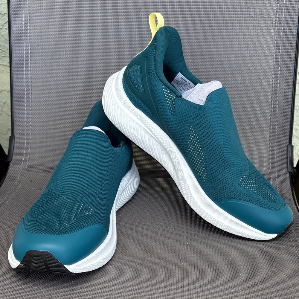 Womens Teal Slip-On Sneakers with White Soles Size:10.5